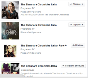 Shannara - gruppi e pagine Facebook